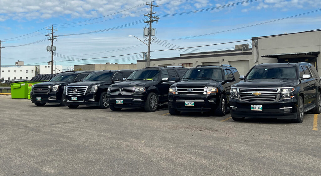vehicles standing in a row