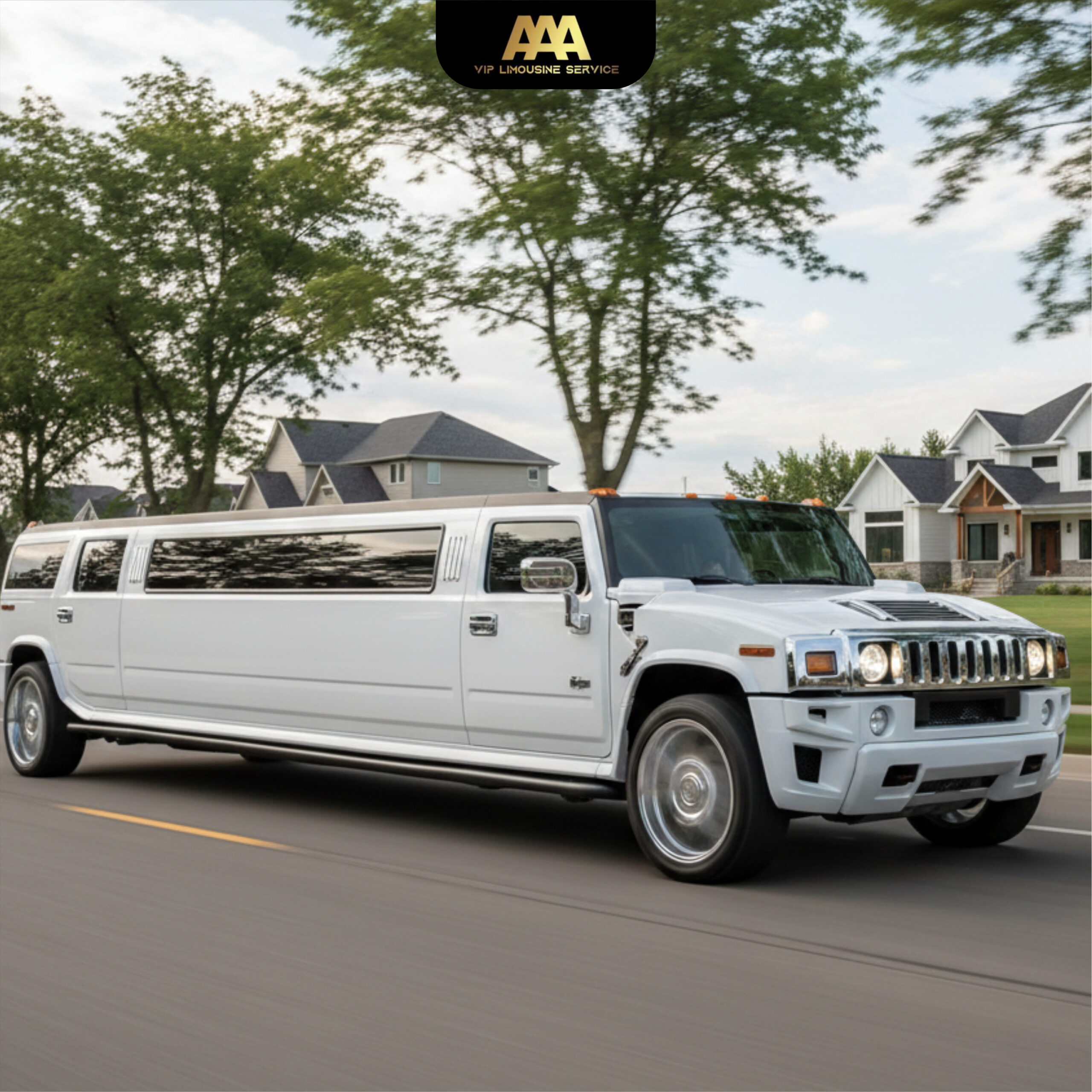 White stretch Hummer limousine providing luxury transport by AAA VIP Limousine Service